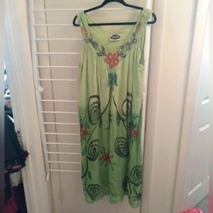 Heavily embroidered green dress!